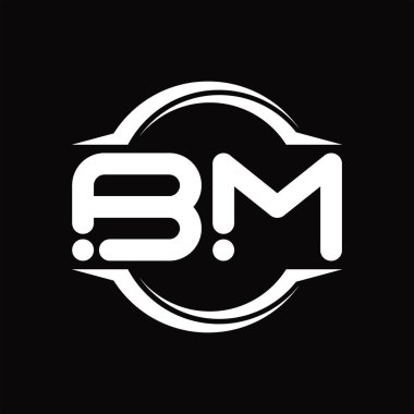 BM Logo monogram with circle rounded slice shape blackground design template