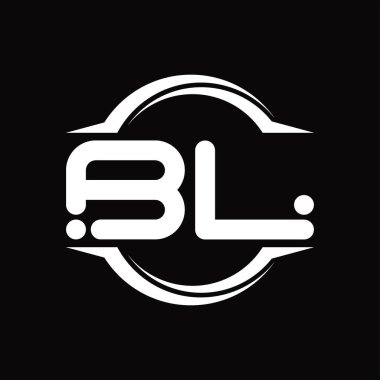 BL Logo monogram with circle rounded slice shape blackground design template