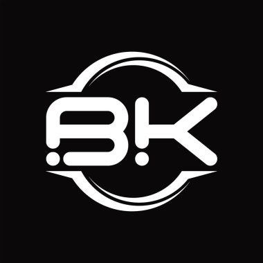 BK Logo monogram with circle rounded slice shape blackground design template