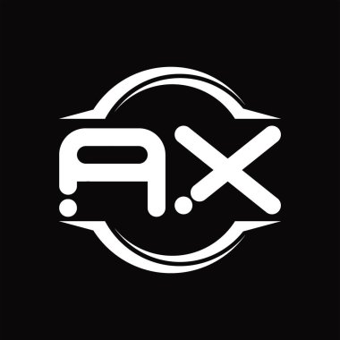 AX Logo monogram with circle rounded slice shape blackground design template