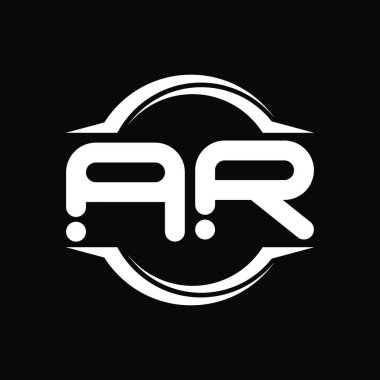 AR Logo monogram with circle rounded slice shape blackground design template