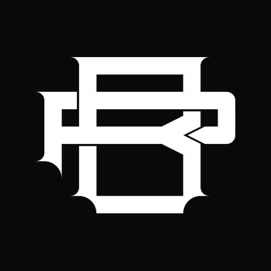 PB Logo monogramı beyaz tasarım şablonunda üst üste binen vintage biçiminde