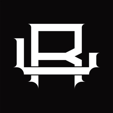 LR Logo monogramı beyaz tasarım şablonunda üst üste binen klasik biçime sahip