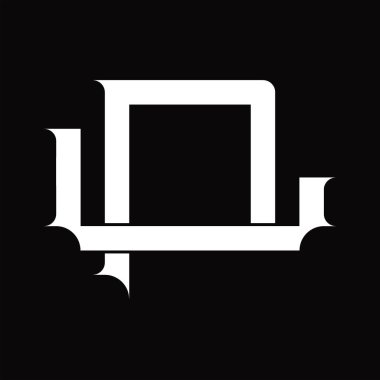 LP Logo monogramı beyaz tasarım şablonunda üstüste binen vintage biçiminde