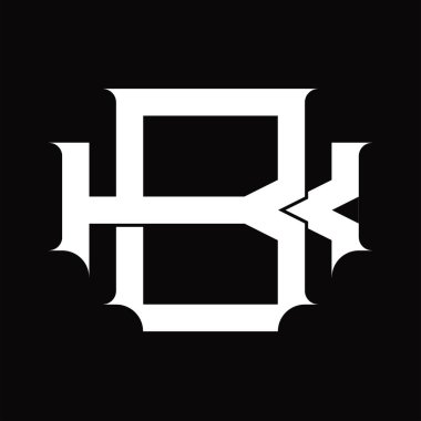 KB Logo monogramı beyaz tasarım şablonunda üst üste binen klasik biçime sahip