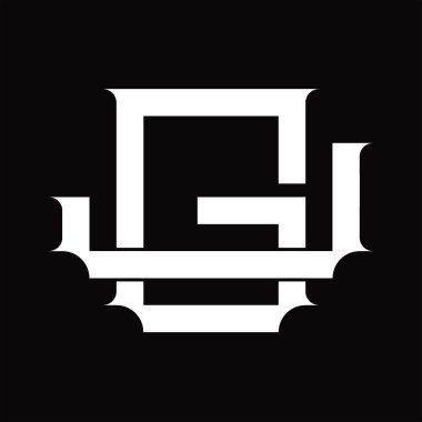 Beyaz tasarım şablonunda üst üste binen klasik biçimli JG Logo monogramı