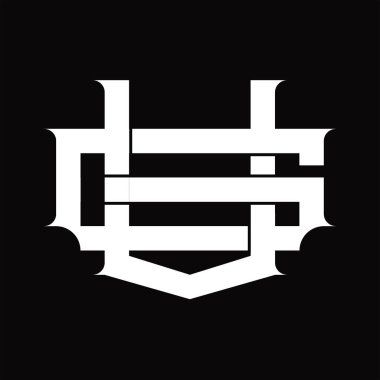 GV logo monogramı beyaz tasarım şablonunda üst üste binen vintage biçiminde