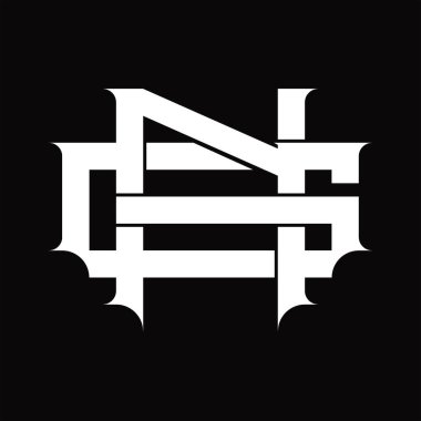 GN Logo monogramı beyaz tasarım şablonunda üst üste binen vintage biçiminde