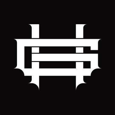 GH Logo monogramı beyaz tasarım şablonunda üst üste binen vintage biçimi ile