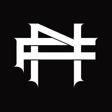 Beyaz tasarım şablonunda üst üste binen vintage bağlı FN Logo monogramı