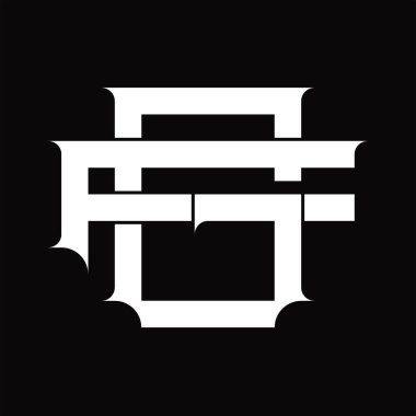 Beyaz tasarım şablonunda üst üste binen vintage biçimli FG Logo monogramı