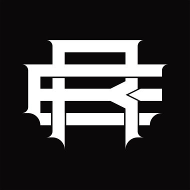 Beyaz tasarım şablonunda üst üste binen klasikleşmiş ER logo monogramı