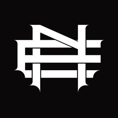 Beyaz tasarım şablonu üzerinde üst üste binen klasik biçimli EN logosu monogramı