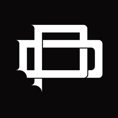 Beyaz tasarım şablonu üzerinde bağdaştırılmış vintage eşleşen DP logo monogramı