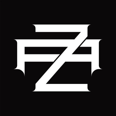 Beyaz tasarım şablonunda üst üste binen klasik biçimli AZ logo monogramı