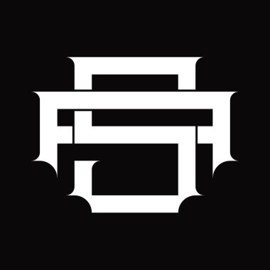 Beyaz tasarım şablonu üzerinde bağdaşık biçime sahip AS Logo monogramı