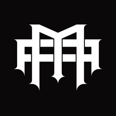 Beyaz tasarım şablonunda üst üste binen vintage yapılandırmalı AM Logosu monogramı