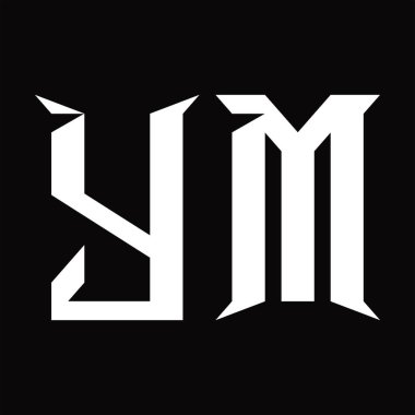 Dilimlenmiş siyah zemin tasarım şablonlu YM logo monogramı