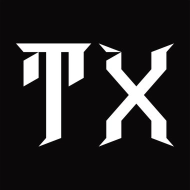 Dilimlenmiş siyah zemin tasarım şablonlu TX Logo monogramı