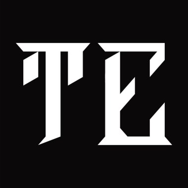 Dilimlenmiş siyah zemin tasarım şablonu ile TE logo monogramı