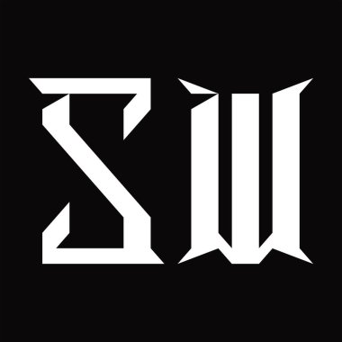 Dilimlenmiş siyah zemin tasarım şablonlu SW Logo monogramı