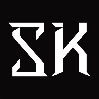 Dilimlenmiş siyah zemin tasarım şablonu ile SK Logo monogramı