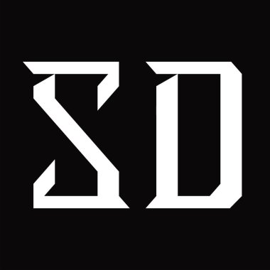 Dilimlenmiş siyah zemin tasarım şablonlu SD logosu monogramı