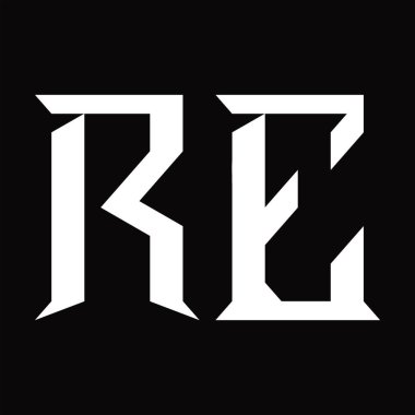 Dilimlenmiş siyah zemin dizayn şablonlu RE Logo monogramı