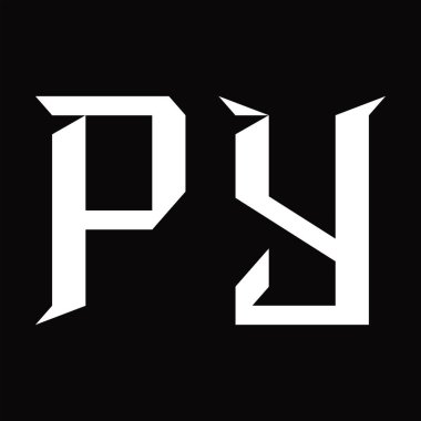 Dilimlenmiş siyah zemin tasarım şablonlu PY Logo monogramı