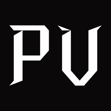 Dilimlenmiş siyah zemin tasarım şablonlu PV logo monogramı