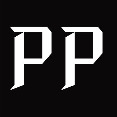 Dilimlenmiş siyah zemin tasarım şablonlu PP Logo monogramı