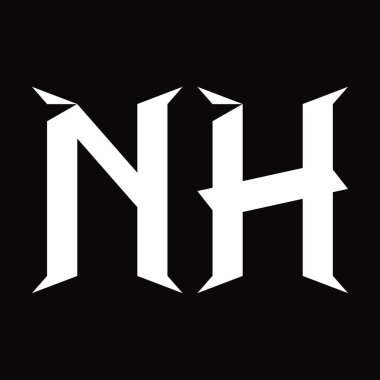 Dilimlenmiş siyah zemin tasarım şablonu ile NH logo monogramı
