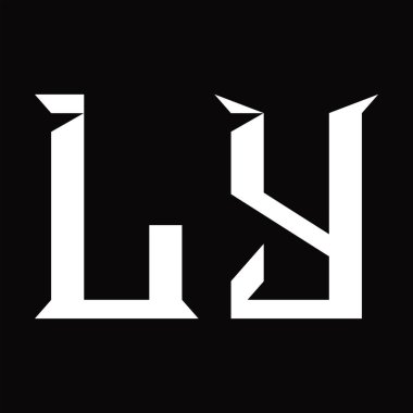 Dilimlenmiş siyah zemin tasarım şablonlu LY logo monogramı