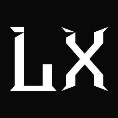 Dilimlenmiş siyah zemin tasarım şablonlu LX Logo monogramı