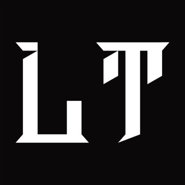 Dilimlenmiş siyah zemin tasarım şablonlu LT Logo monogramı