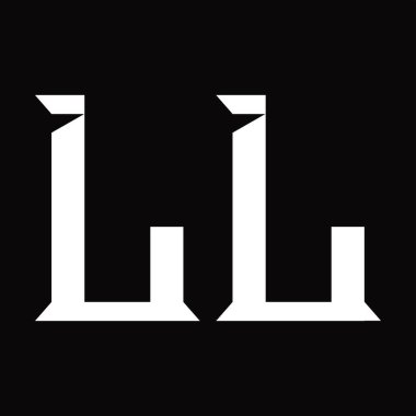 Dilimlenmiş siyah zemin dizayn şablonlu LL logo monogramı