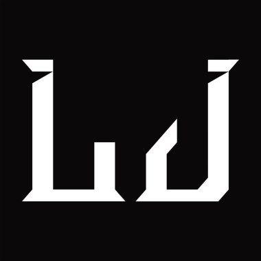 Dilimlenmiş siyah zemin tasarım şablonlu LJ logo monogramı