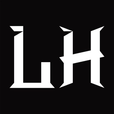 Dilimlenmiş siyah zemin tasarım şablonu ile LH logo monogramı