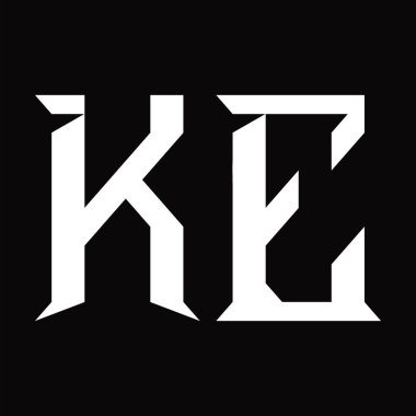 Dilimlenmiş siyah zemin tasarım şablonu ile KE logo monogramı