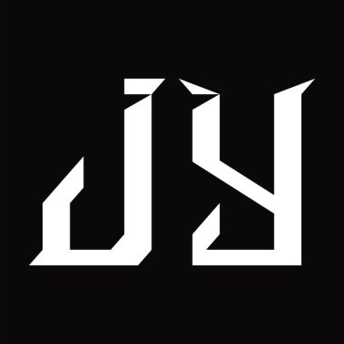 Dilimlenmiş siyah zemin dizayn şablonuyla JY Logo monogramı