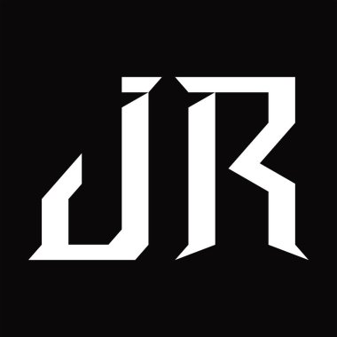 Dilimlenmiş siyah zemin tasarım şablonu ile JR Logo monogramı