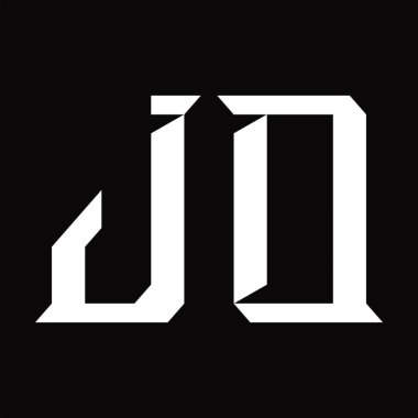 Dilimlenmiş siyah zemin tasarım şablonlu JO Logo monogramı