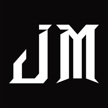 Dilimlenmiş siyah zemin tasarım şablonu ile JM Logo monogramı