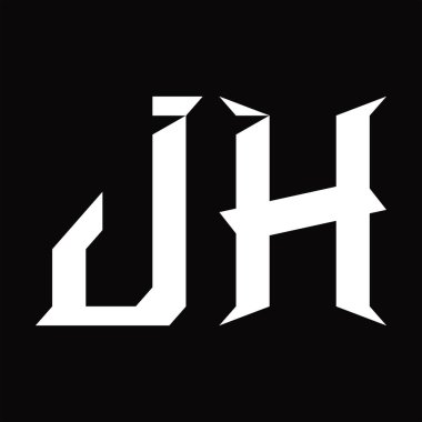 Dilimlenmiş siyah zemin tasarım şablonu ile JH logo monogramı