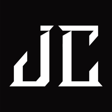 Dilimlenmiş siyah zemin tasarım şablonu ile JC Logo monogramı