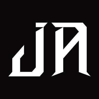 Dilimlenmiş siyah zemin dizayn şablonuyla JA Logo monogramı