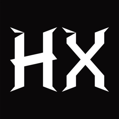 Dilimlenmiş siyah zemin tasarım şablonlu HX Logo monogramı