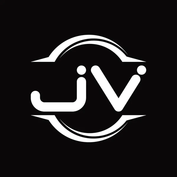 Monograma Logotipo Com Círculo Arredondado Forma Fatia Blackground Modelo Design — Vetor de Stock