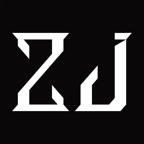 Zjロゴモノグラムとスライス形状ブラックグランドデザインテンプレート — ストックベクタ