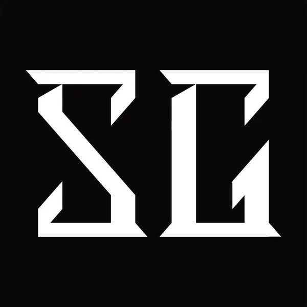 スライス形状ブラックグランドデザインテンプレートとSgロゴモノグラム — ストックベクタ